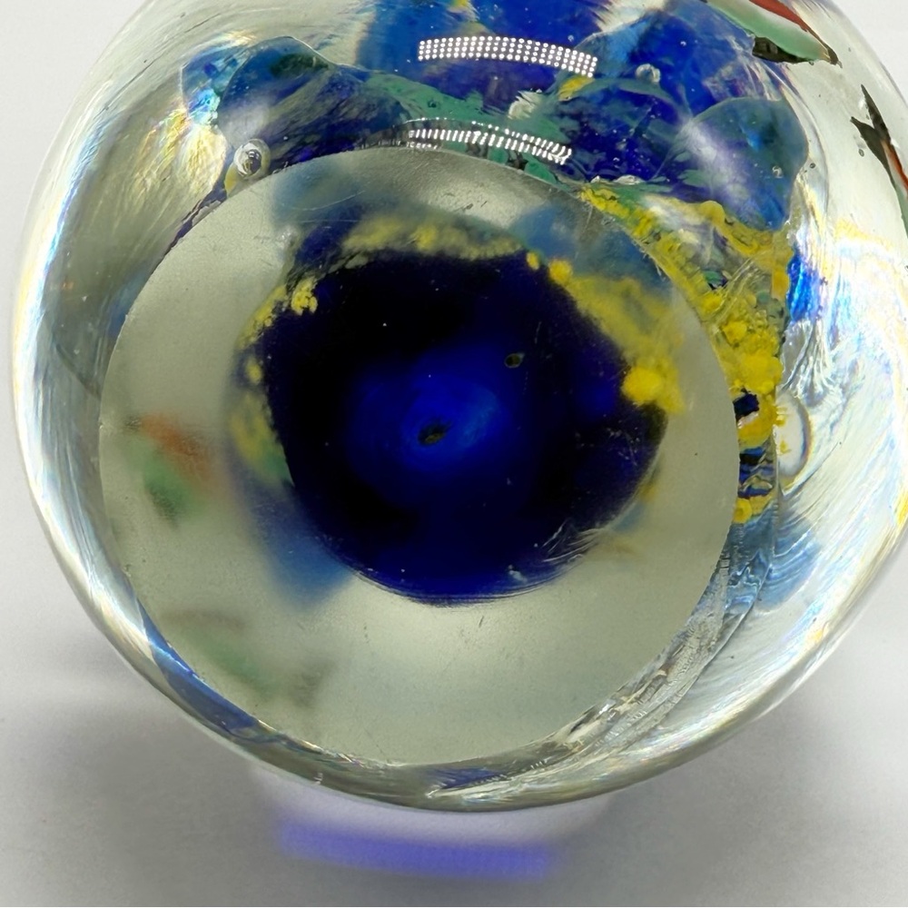 Murano Aquarium Art Glass Paperweight Fish & Coral Egg Handcrafted Rare 6 in - Picture 6 of 9